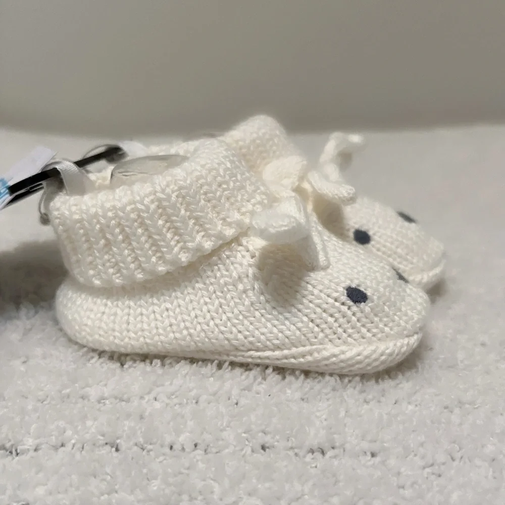 Carter’s Adorable Cream Knit Baby Booties With Bunny Design